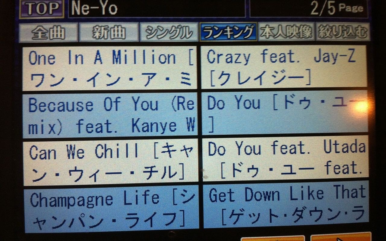 Symbolbild Karaoke: Bildschirm mit Titelauswahl beim Karaoke